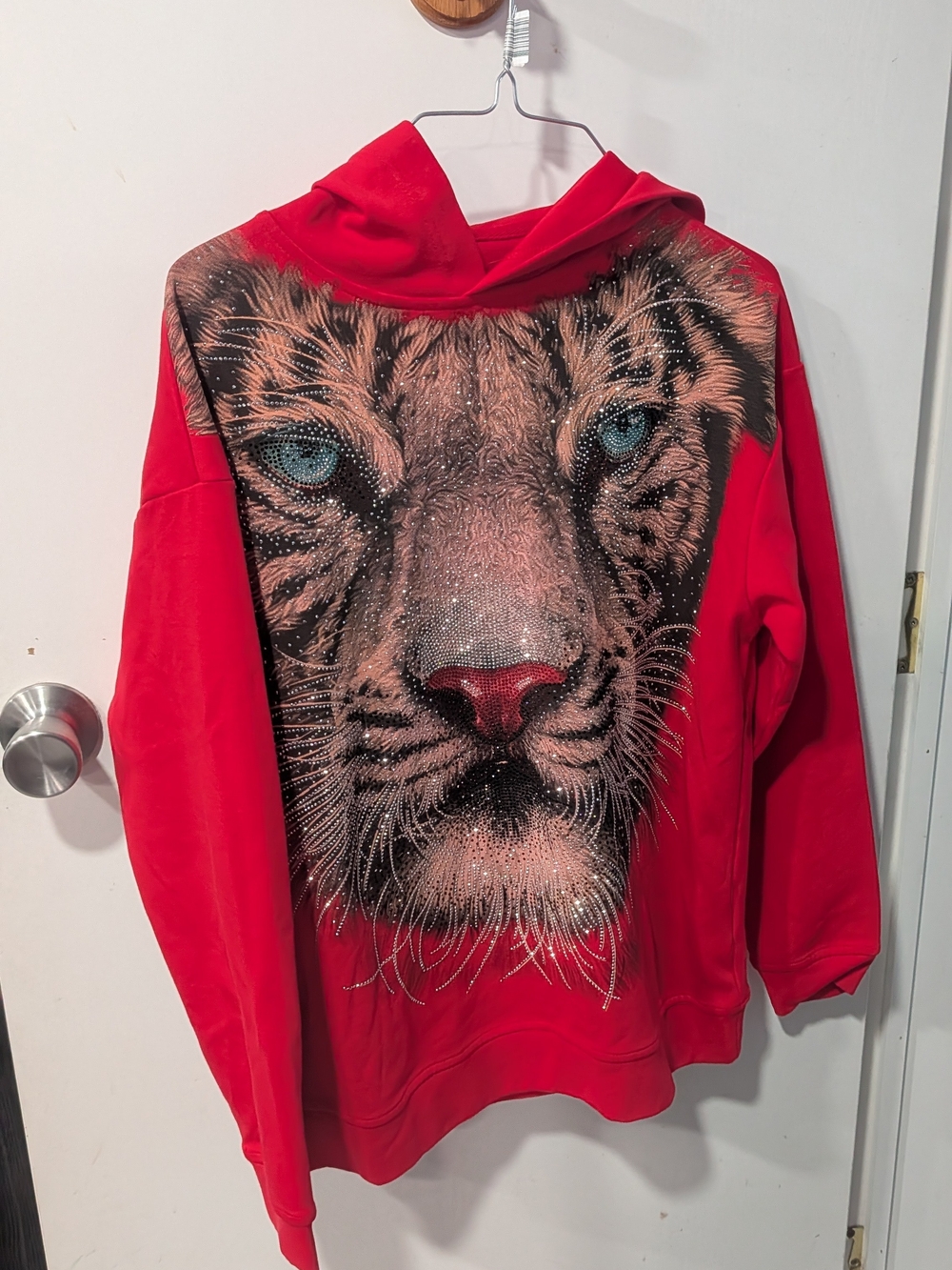 Heads or Tails Red Hoodie with Holographic Logo Unisex
